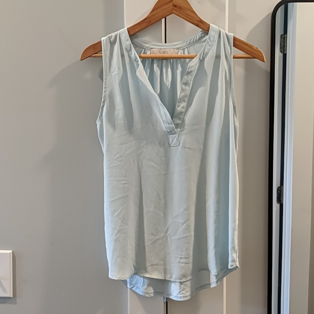 LOFT mint blue sleeveless blouse